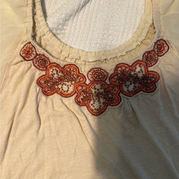 Deletta (Anthropologie) Cream Blouse with Red Embroidery - Picture 5 of 9